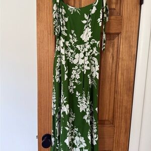 Reformation Green Floral Midi Dress